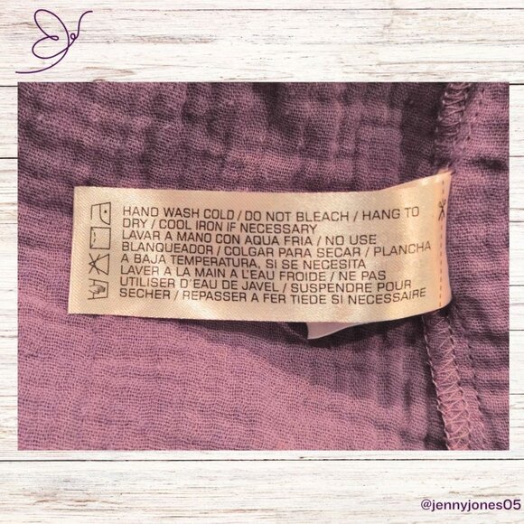 Purple Square Neck Button Front Crinkle Gauze Top-Size Large-NWT - Picture 7 of 7
